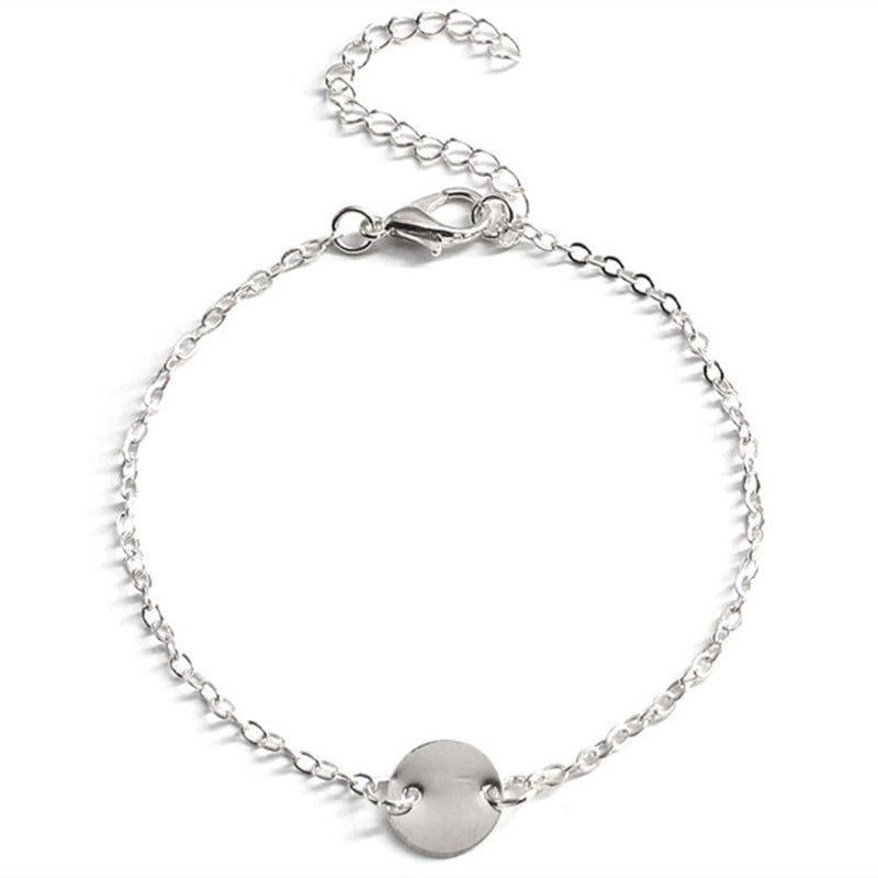 Round Disc Charm Link Chain Bracelet