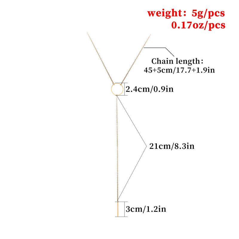 Long Thin Chain Bar Pendant Necklaces