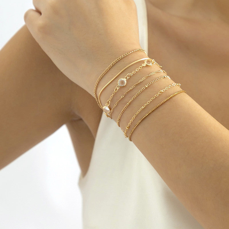 Women Simple Multi-layer Snake Bone Chain Bracelet Set