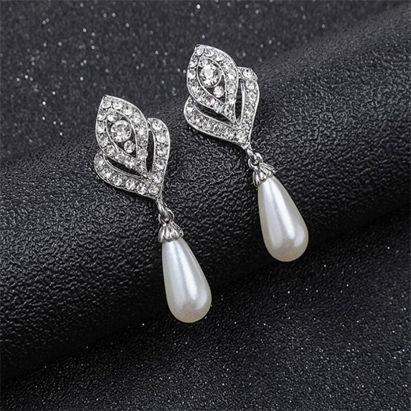 Rhinestones Crystals Pearls Bridal Jewelry Set