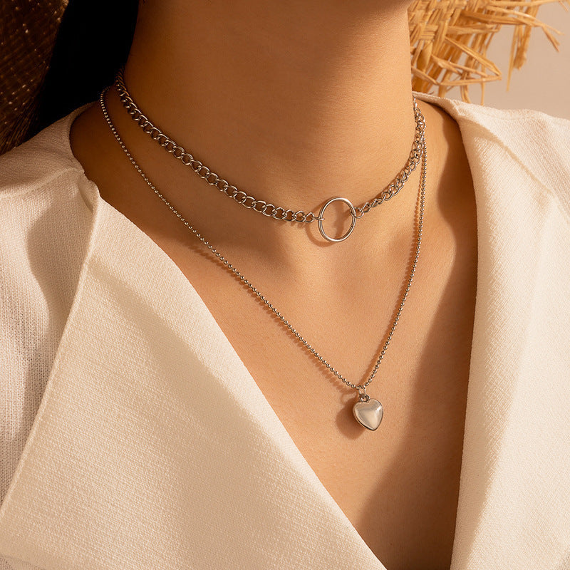 Heart Layered Chain Necklace for Women