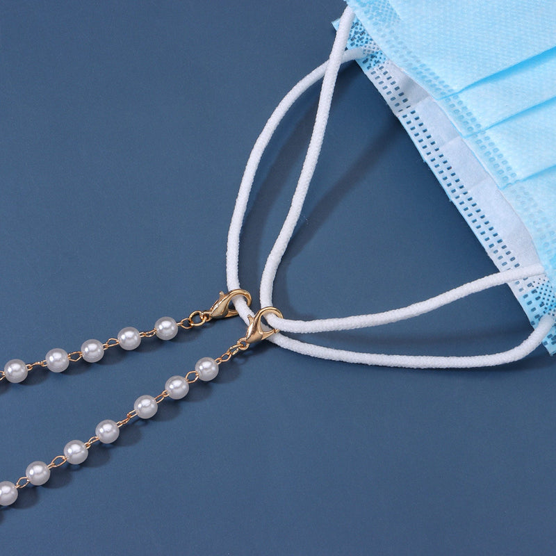 White Pearl Metal Gold Sunglasses Chain