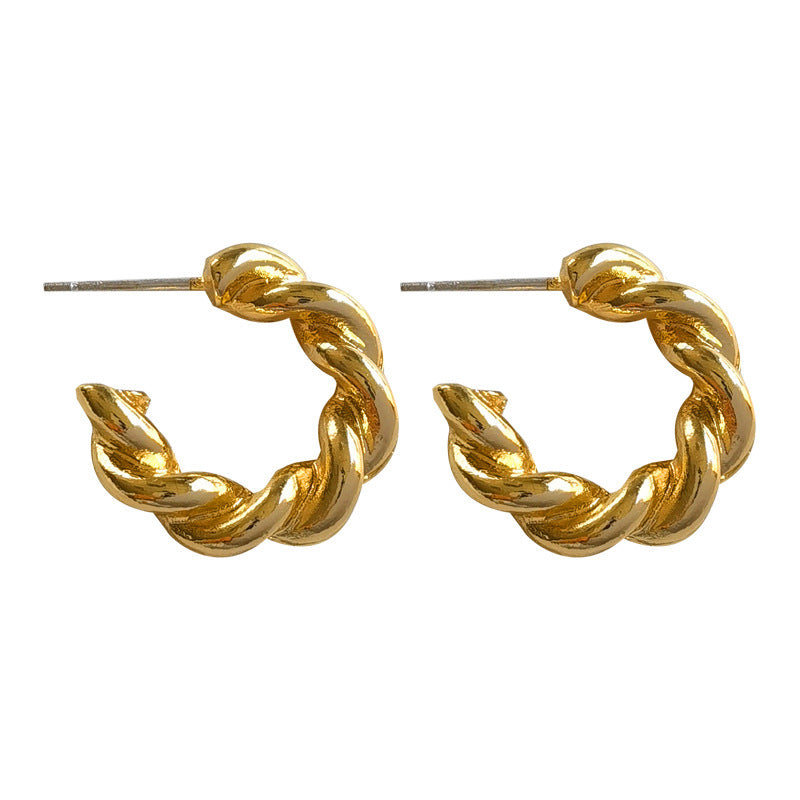 Twist Rope Round Big Hoop Earrings