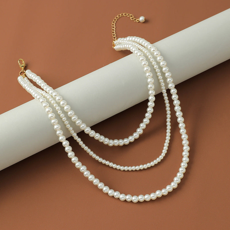 White Faux Pearl Choker Necklace