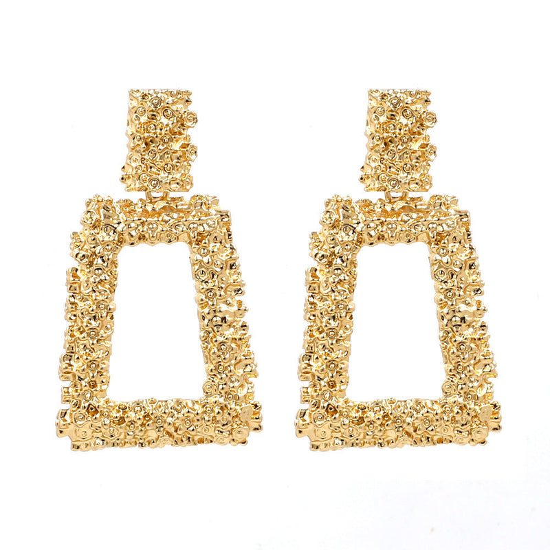 Vintage Geometric Square Round Drop Earrings