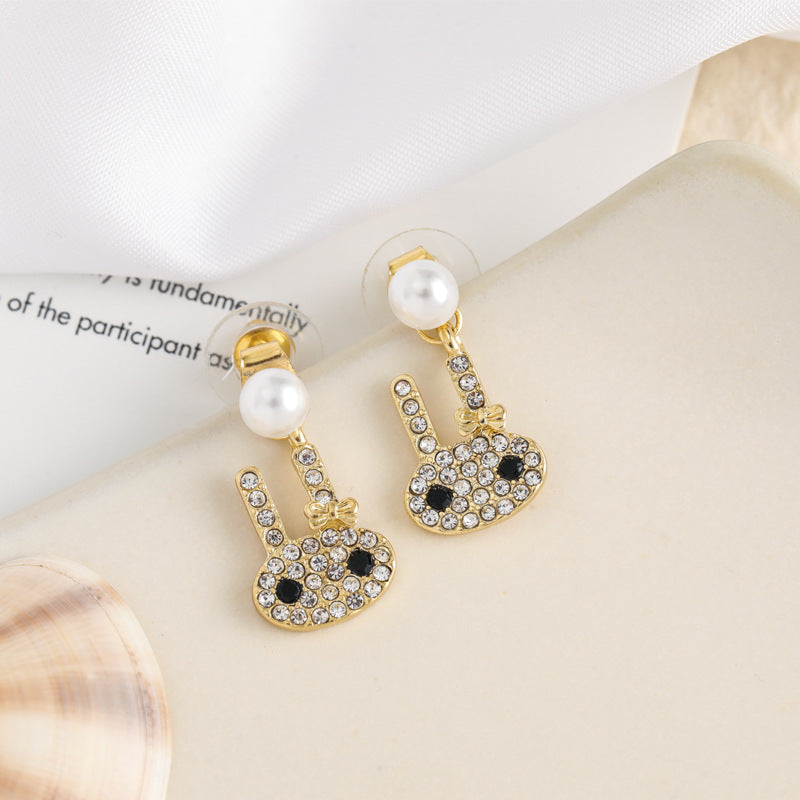 Rhinestone Shiny Rabbit Earrings