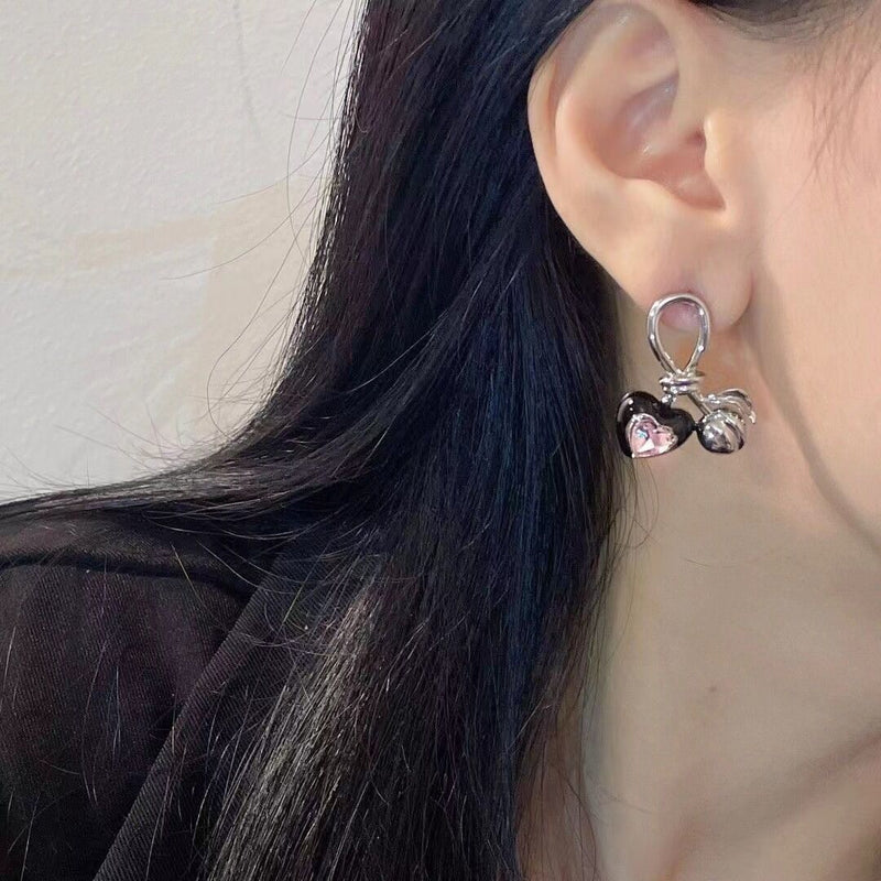 Pink Stone Cherry Earrings