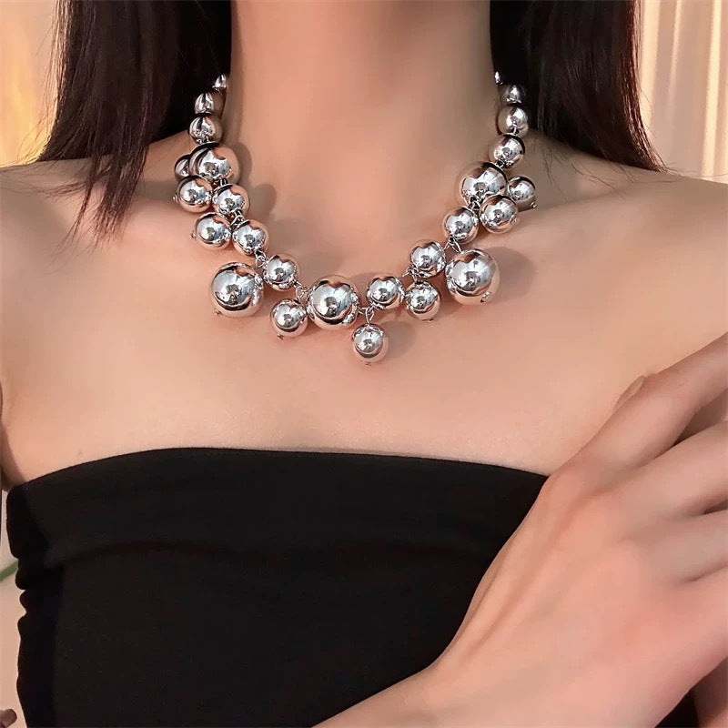 Exaggerated Large Beaded Short Necklace