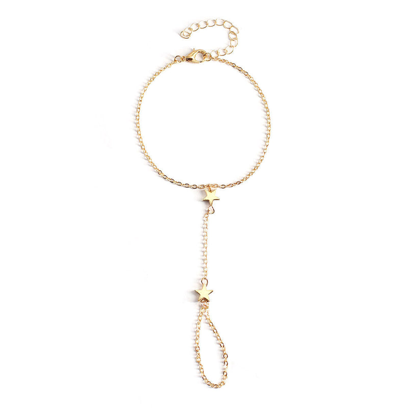 Geometric Star Charm Slave Bracelet With Ring