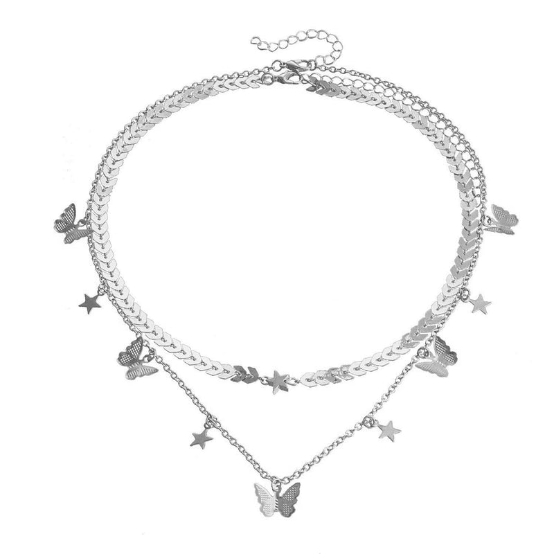 Multi-Layer Butterfly Pendant Necklace