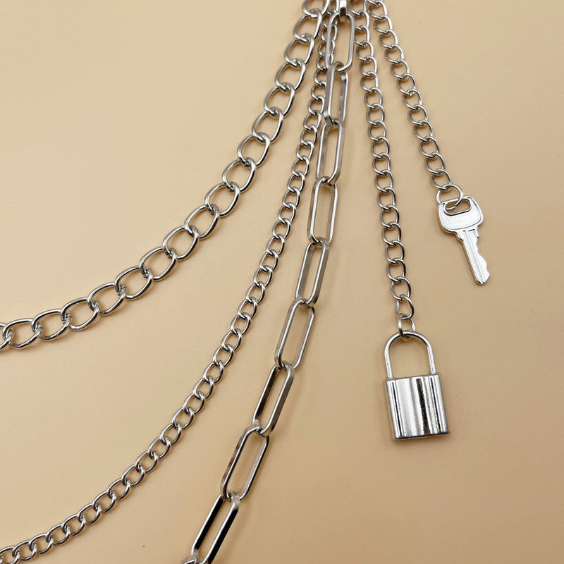 Fashion Metal Lock Key Pendant Pants Chain