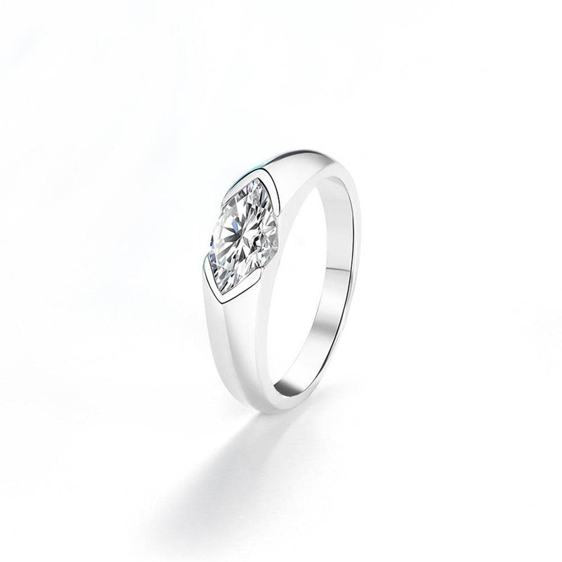 S925 18k Marquise Moissanite Wedding Engagement Ring, 5*10mm 1ct VVS D-Gragde Certified, 18K White Gold & Rhodium Plated Vintage-Inspired Luxury Solitaire for Her Him