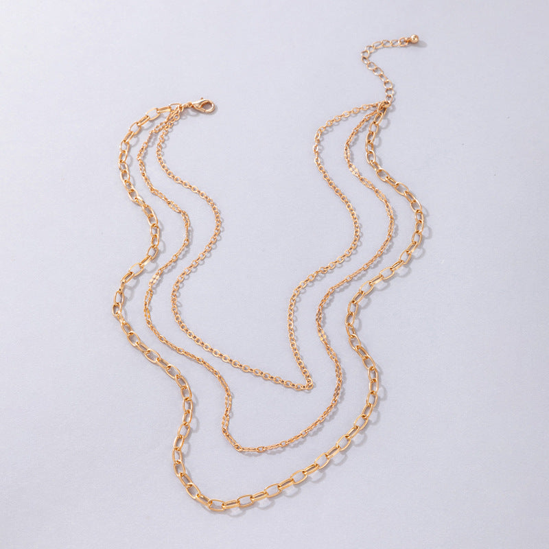 Simple Three Layer Snake Bone Chain Necklace
