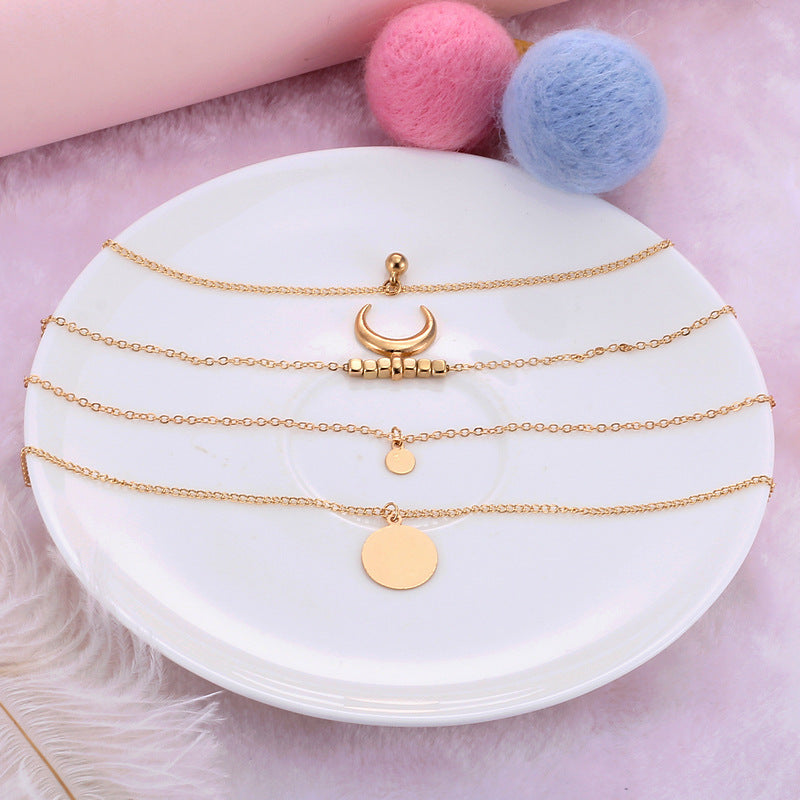Multi-layer Necklace Moon Pendant
