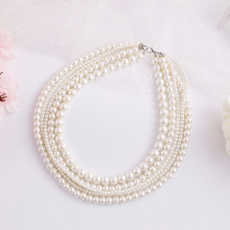 Multi-layered Imitation Pearl Choker Bridal Necklace