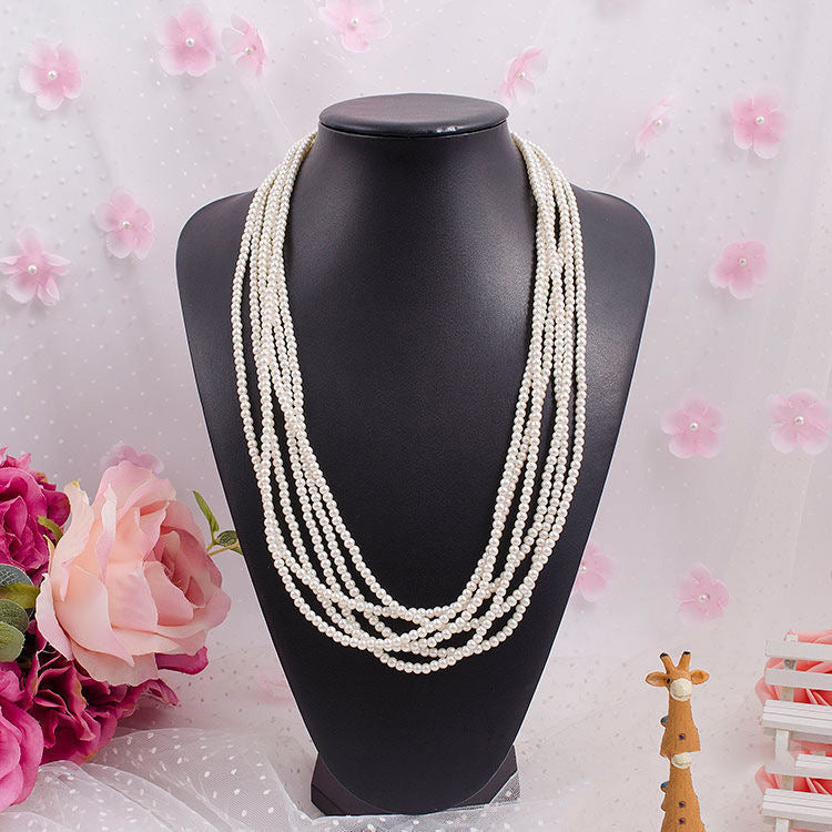 Multi Layer Pearl Necklace Luxury Chain Long