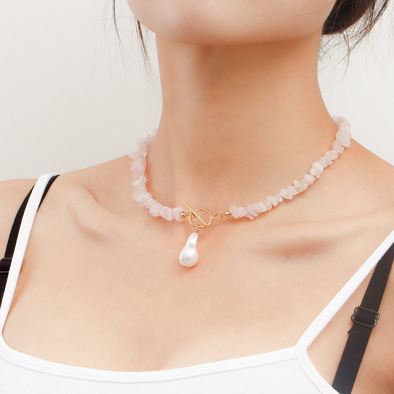 Natural Gravel Gemstone OT Buckle Necklace