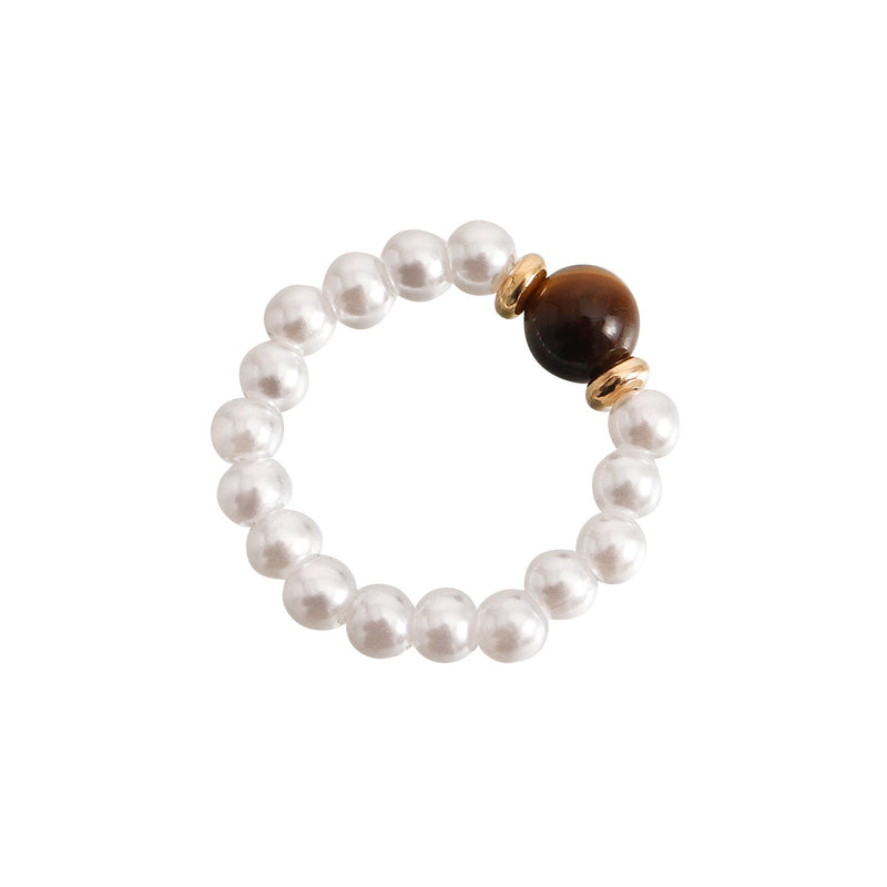 Elastic Beaded Pearl Finger Rings