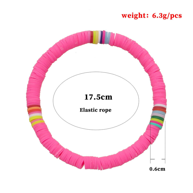 Polymer Clay Rainbow Stretch Bracelet