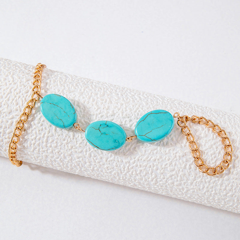 Summer Lady Beach Turquoise Chain Anklet Jewelry