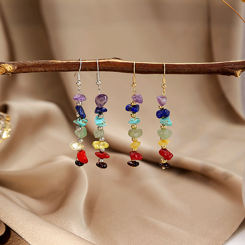 Colorful Irregular Natural Stone Earring