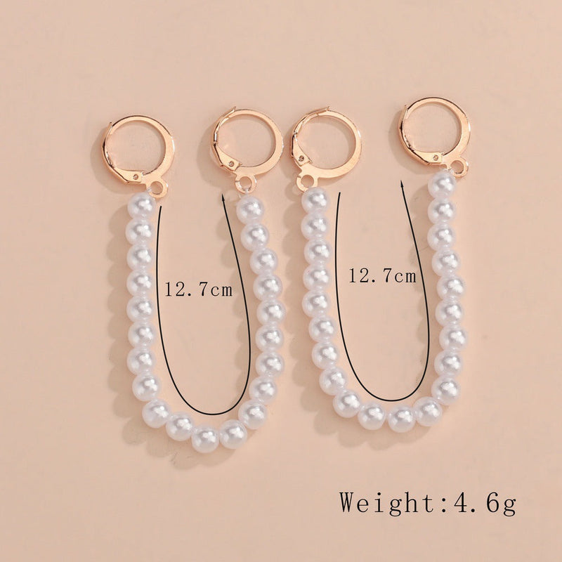 Vintage Large Round Bead Hoop Earrings