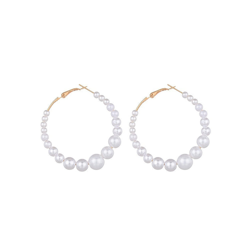 Faux Pearl Hoop Pearl Stud Hoop
