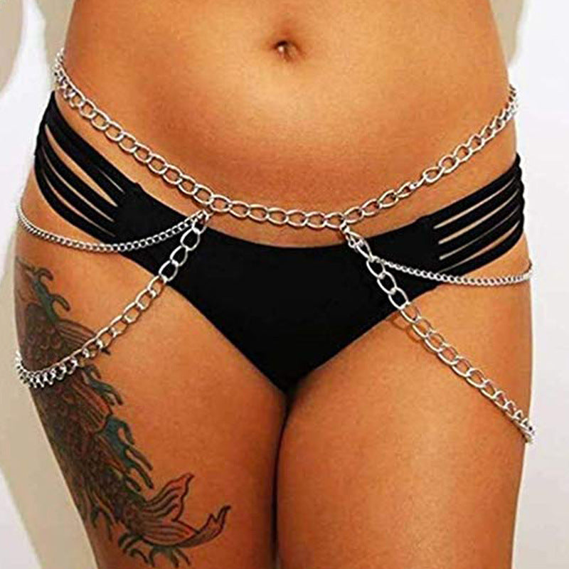 Fashion Sexy Waist Chain Punk Multi-layer Metal Body Jewelry