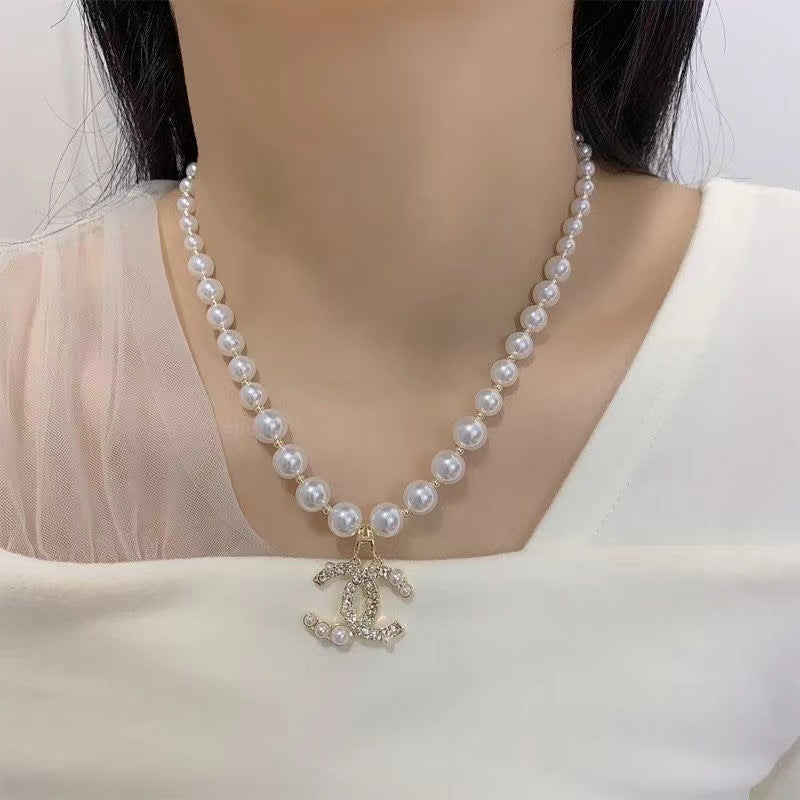 Double C Pearl Necklace Jewelry Set