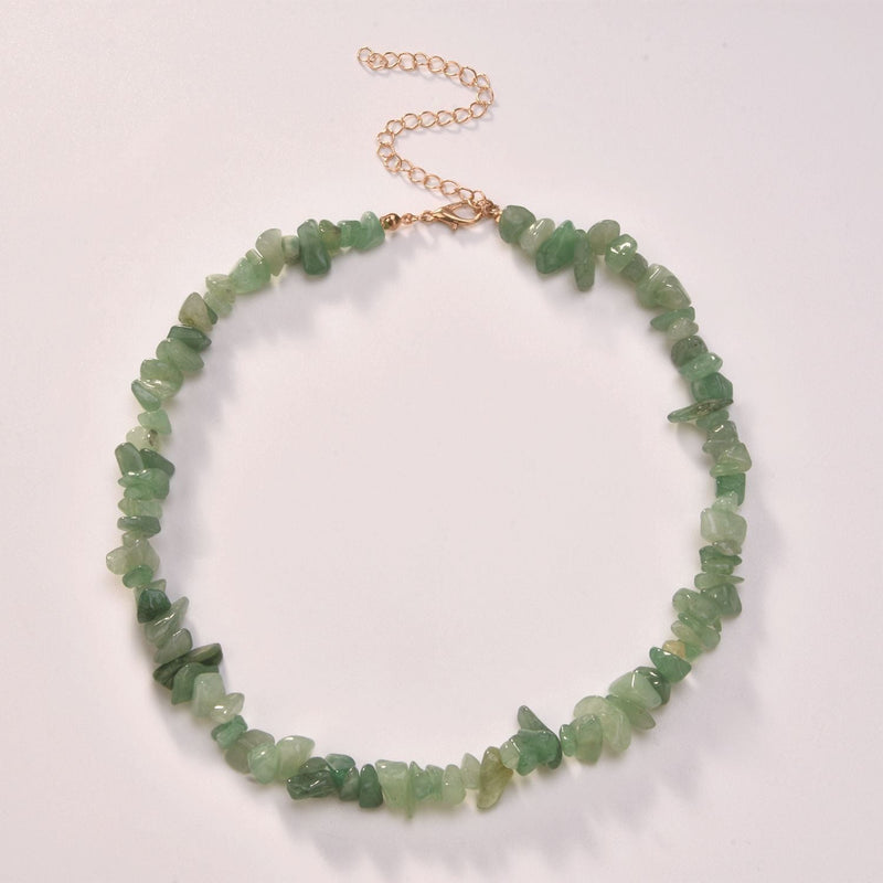 Natural Stone Chip Gravel Crystal Choker Gemstone Necklace