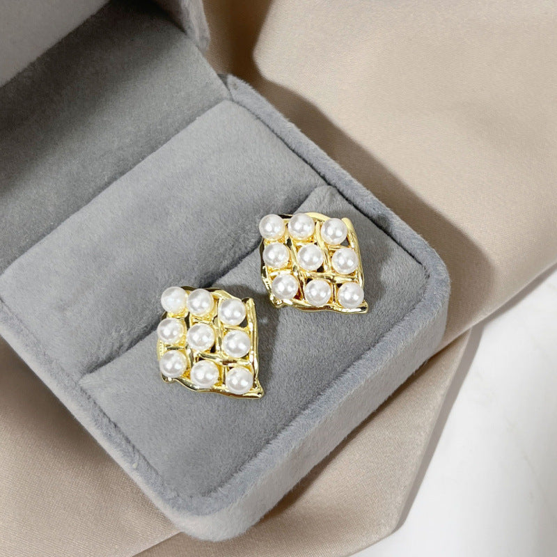 Elegant Pearl Geometric Irregular Stud Earrings