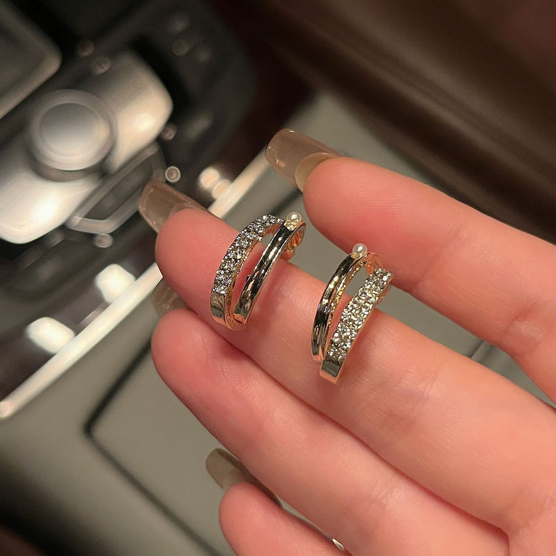 Double Hollow Rhinestone Earrings