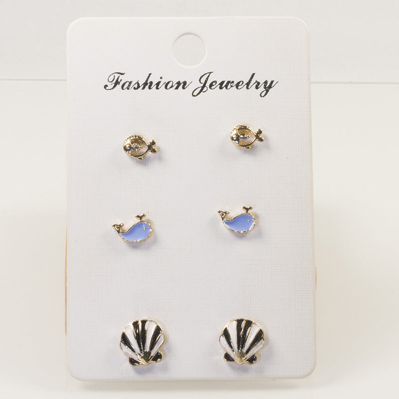 Blue Whale Shell Earring Set