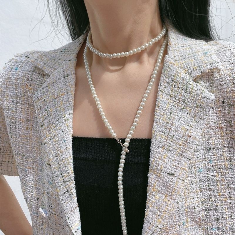 Long Pearl Necklace Costume Pearl Jewelry