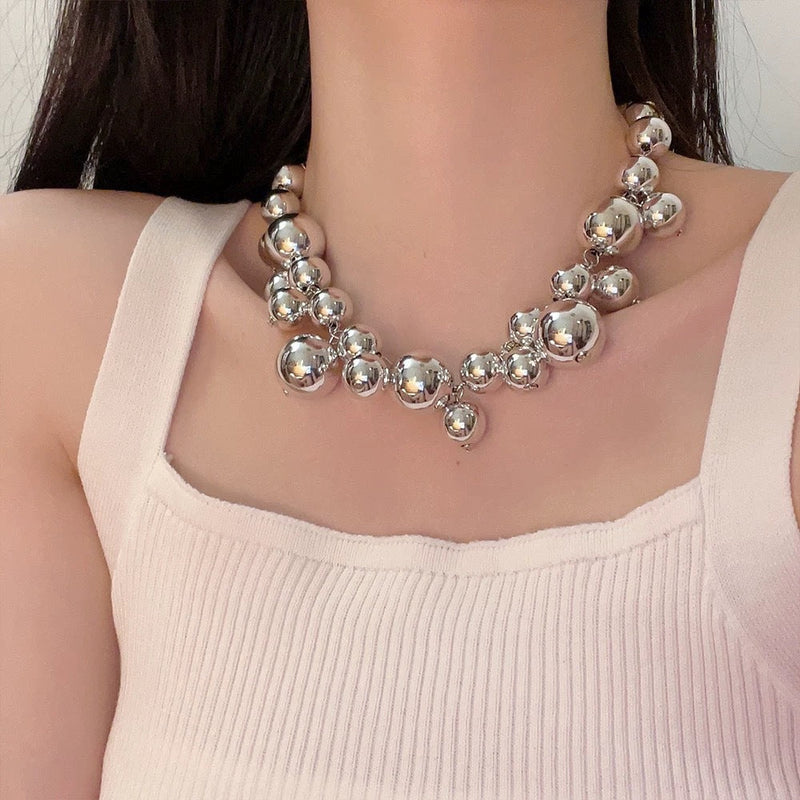 Exaggerated Large Beaded Short Necklace