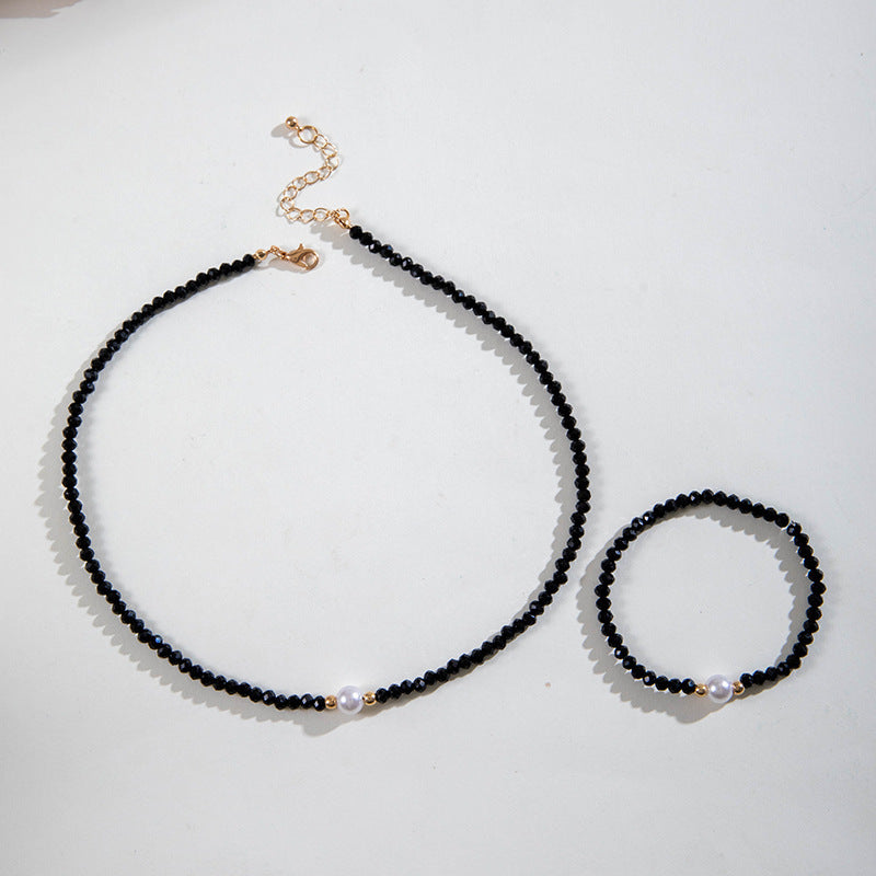 Crystal Beads Handmade Necklace Bracelet Jewelry Set