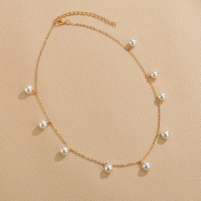 White Pearls Charm Choker Necklace