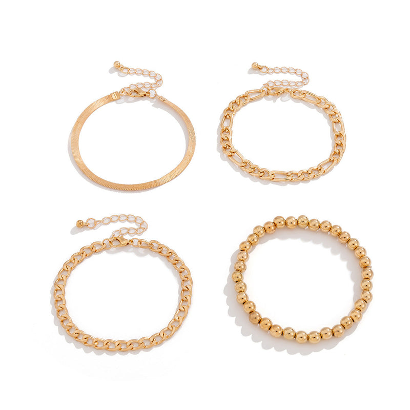 Cuban Rope Chain Bracelet Bangle Set