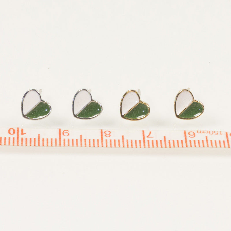 Double Enamel Heart Stud Earrings
