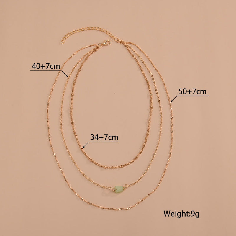 Multi Layer Gemstone Chain Necklace for Women