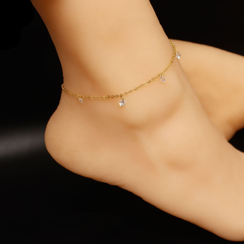 Round Zircon Charm Foot Bracelet