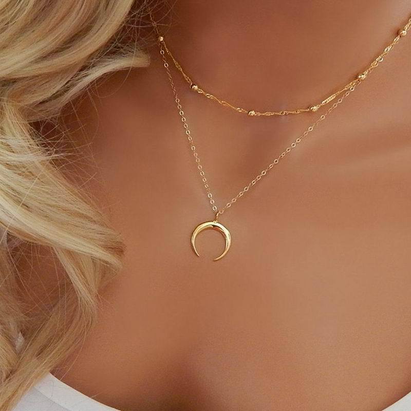 Crescent Moon Layered Necklace