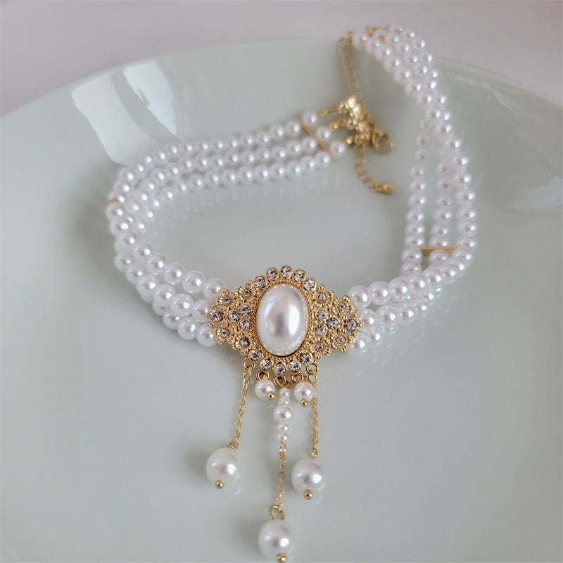 Elegant Vintage Oval Imitation Pearl Fringe Necklace