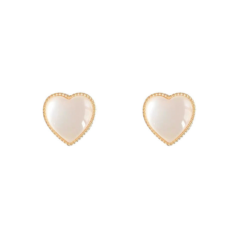 Opal Heart Stud Earrings