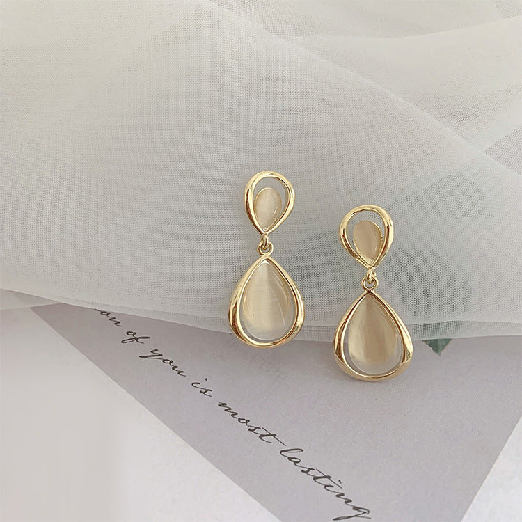 Water Drop Opal Pendant Earrings