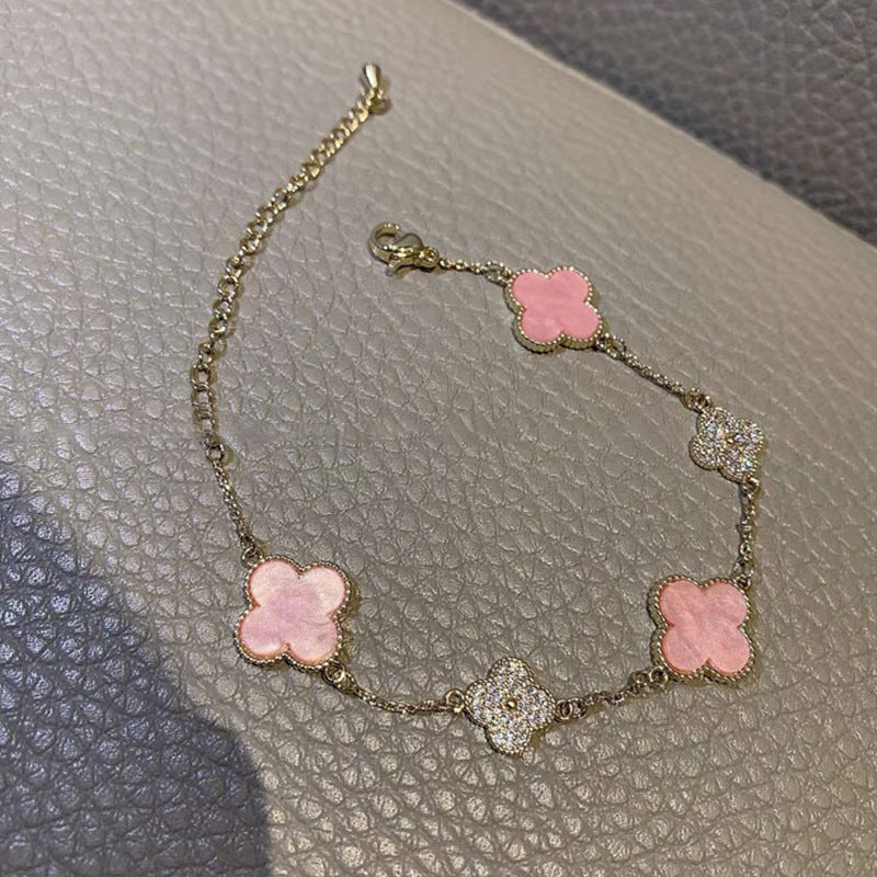 Pink Four-leaf Clover Bracelet