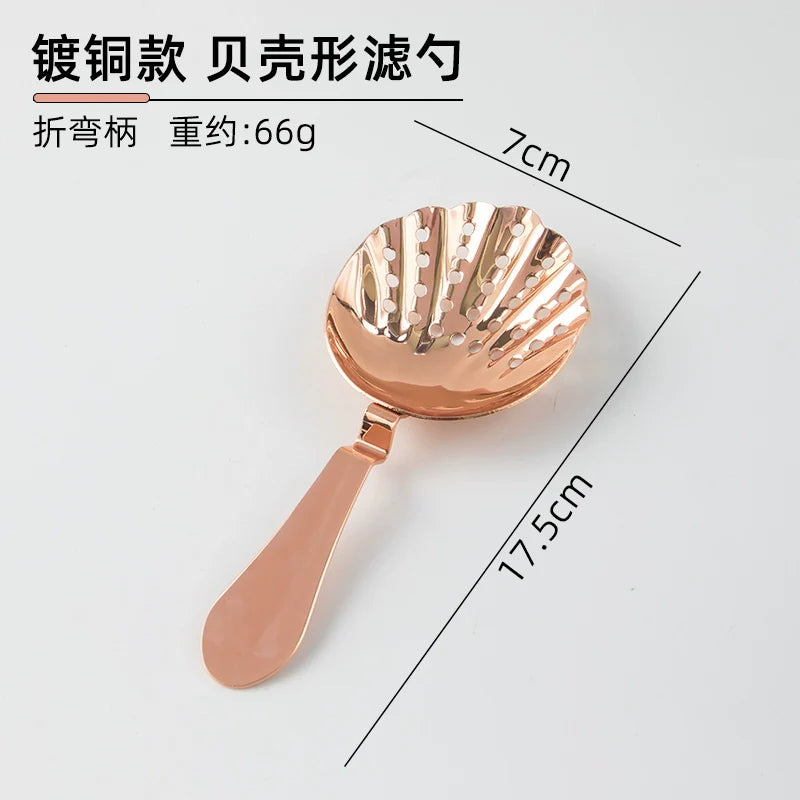 304 Stainless Steel Ice Filter Spoon-Shaped Ice Strainer Creative Cocktail Bar Filter Partition Ice Filter Cocktail Ice Cube