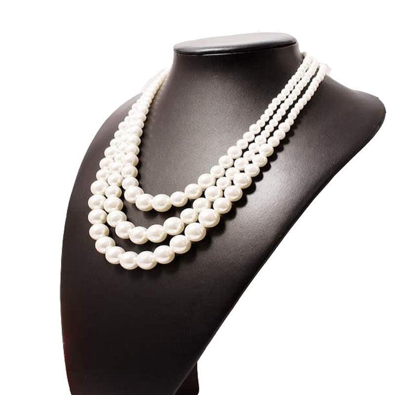 Vintage Multi Layered Faux Pearl Necklace Wedding Bride Necklace