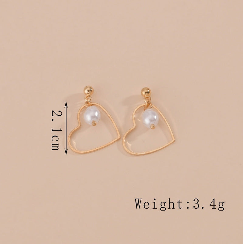 Heart Pearl Dangle Earrings