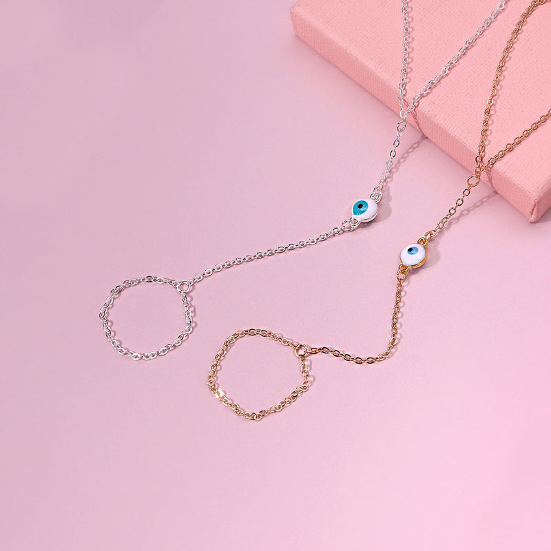 Enamel Evil Eye Charm Bracelet